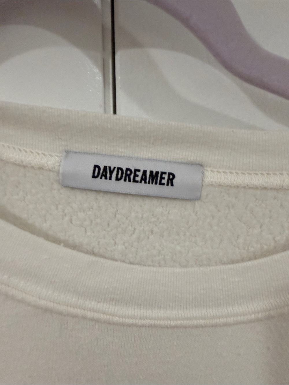 Daydreamer Cream Crewneck Sweatshirt with Black Logo Tag - Picture 3 of 5